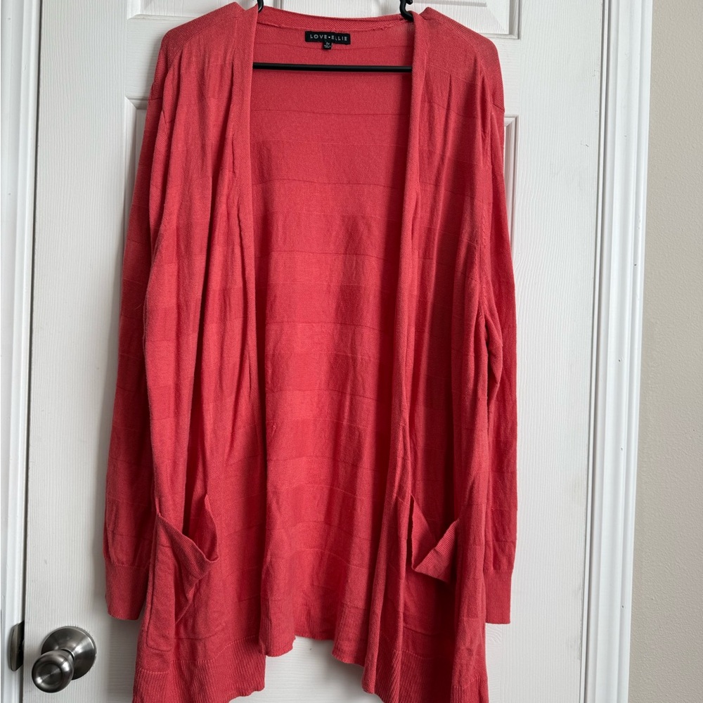 Soft Surroundings Coral Open Front Cardigan